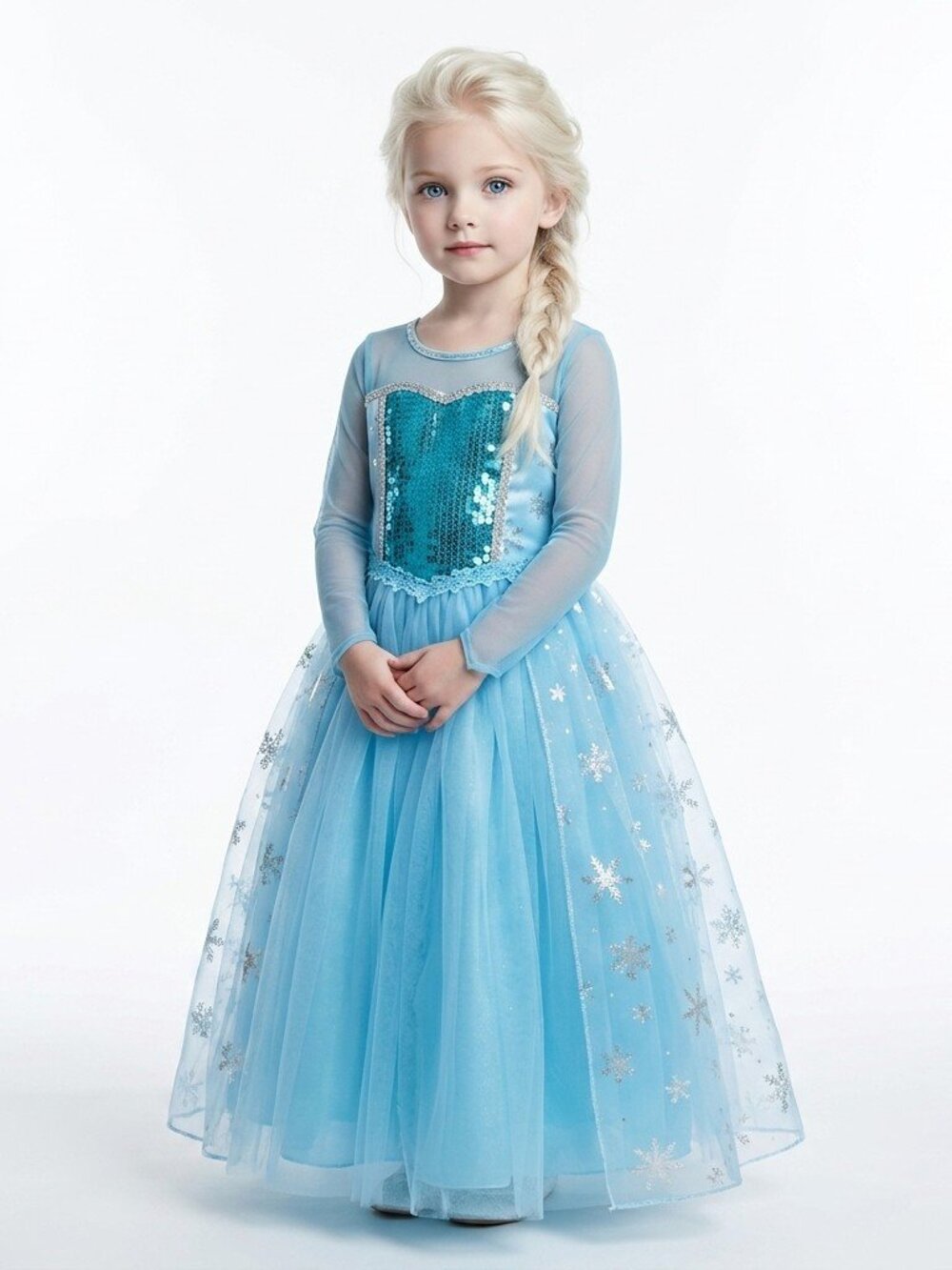 Ice Queen Inspired Blue Princess Dress Snowflake Tulle